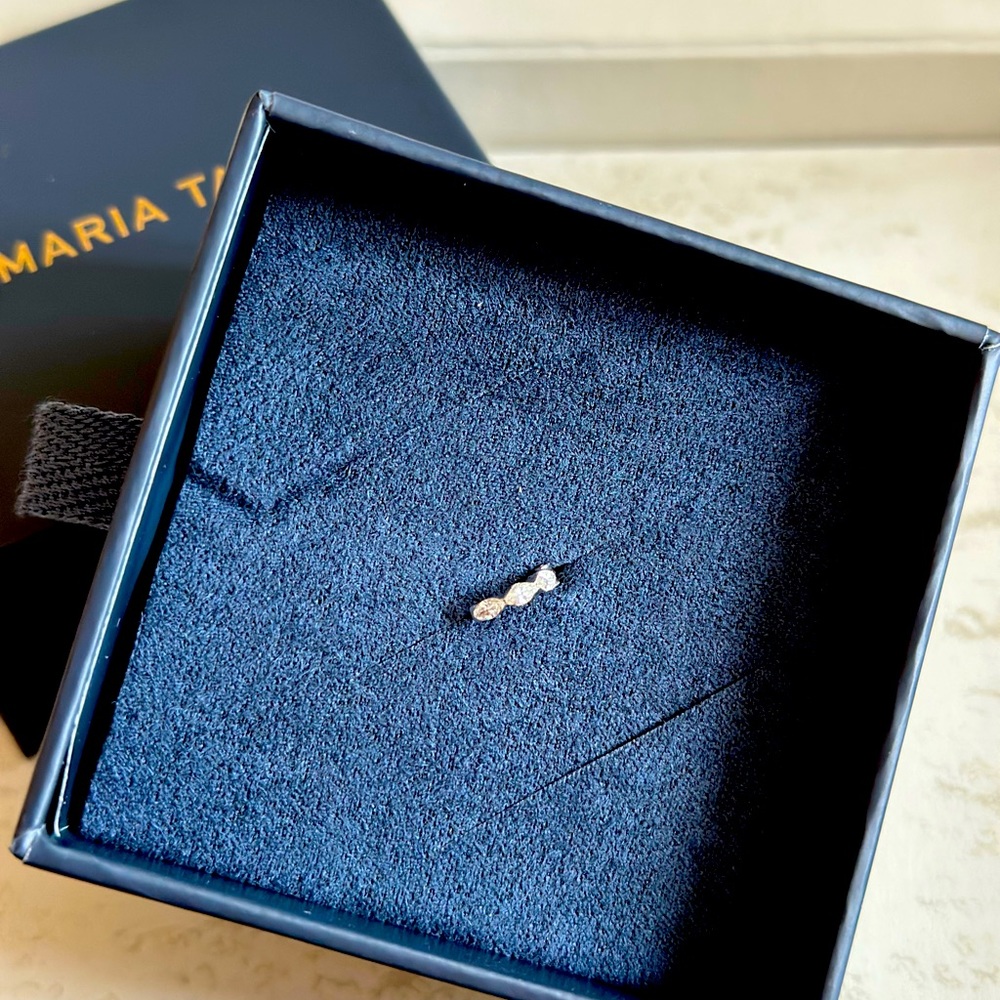 MARIA TASH Invisible Set Diamond Marquise Eternity Hoop Earring!
